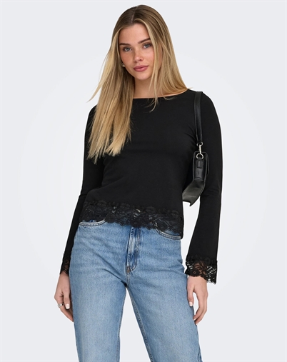 Only - ONLLive Love O-Neck Lace Top - Black